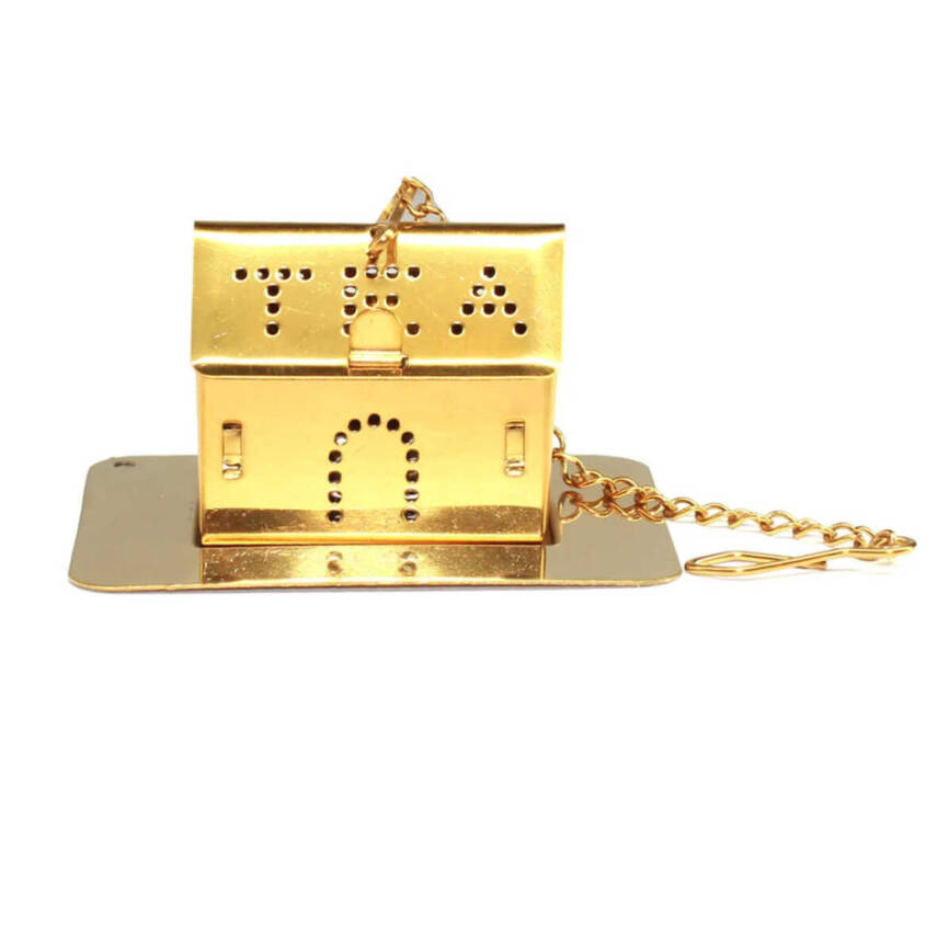 Ev Tasarımlı Gold Paslanmaz Çelik Çay Süzgeci - 1