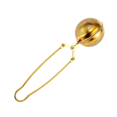 Küre Tasarımlı Gold Renkli Paslanmaz Çelik Çay Süzgeci
