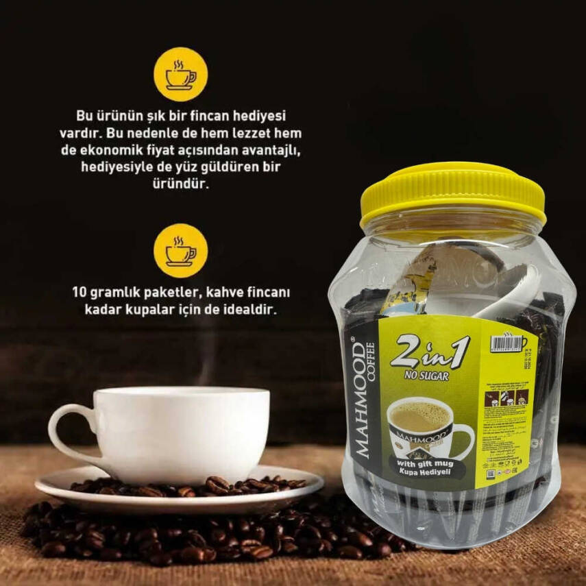 Mahmood Coffee 2'si 1 Arada Hazır Kahve Kavanoz 42 Adet Kupa Hediyeli - 2