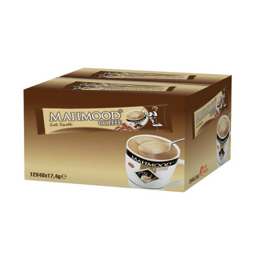 Mahmood Coffee 3ü 1 arada Sütlü Köpüklü Hazır Kahve 48 adet x 17,4 Gram (1 Koli) - 1