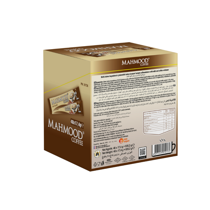 Mahmood Coffee 3ü 1 arada Sütlü Köpüklü Hazır Kahve 48 adet x 17,4 Gram (1 Koli) - 5
