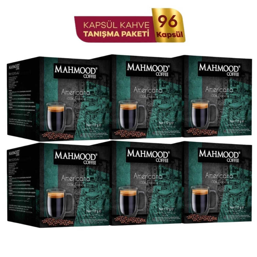 Mahmood Coffee Americano Kapsül Tanışma Paketi Dolce Gusto Uyumlu Kapsül Kahve Fırsat Paketi 16 Adet X 6 Paket - 1