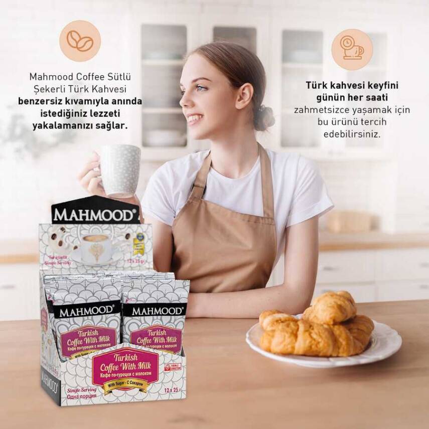 Mahmood Coffee Hazır Türk Kahvesi Sütlü Şekerli 25 g x 12 adet - 5