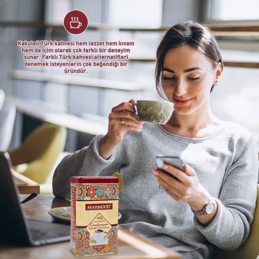 Mahmood Coffee Kakuleli Türk Kahvesi Metal Kutu 200 G - 5