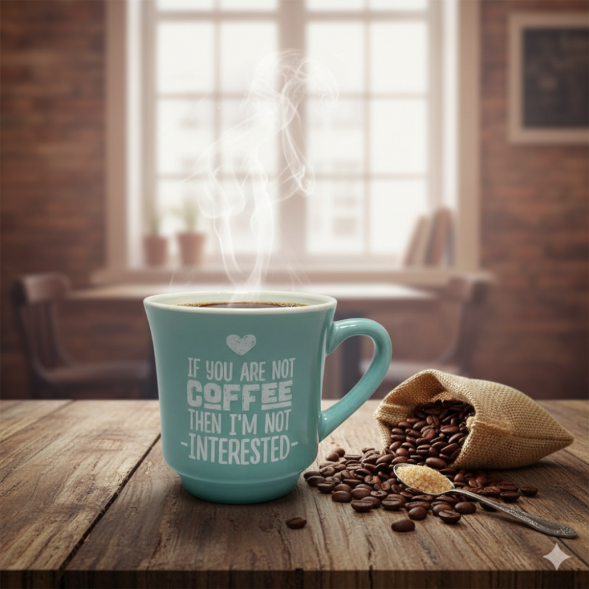 Mahmood Coffee Mavi Mottolu Porselen Kupa   - 2