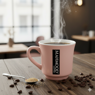 Mahmood Coffee Pembe Mottolu Porselen Kupa