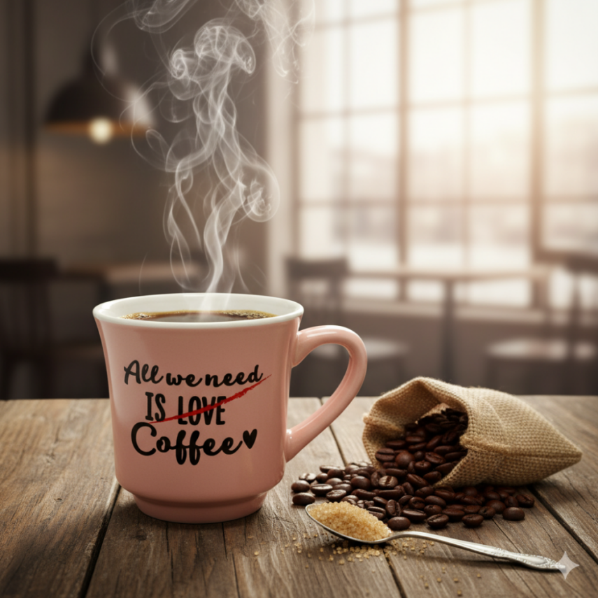 Mahmood Coffee Pembe Mottolu Porselen Kupa - 2