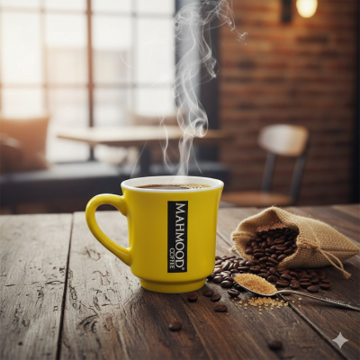 Mahmood Coffee Sarı Mottolu Porselen Kupa