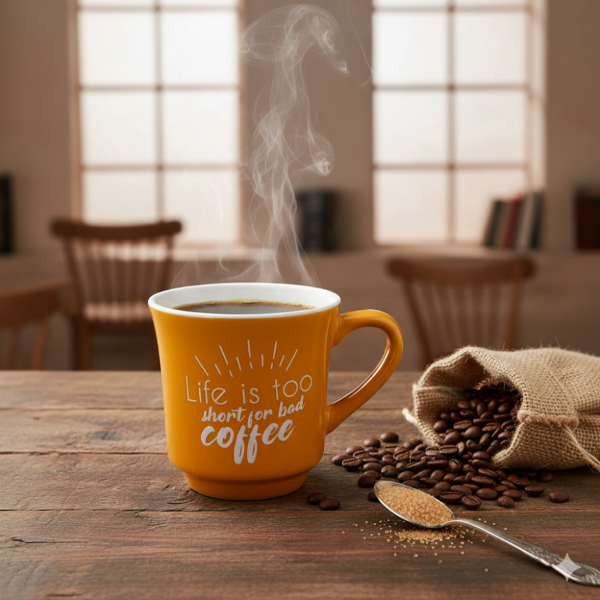 Mahmood Coffee Turuncu Mottolu Porselen Kupa  - 2