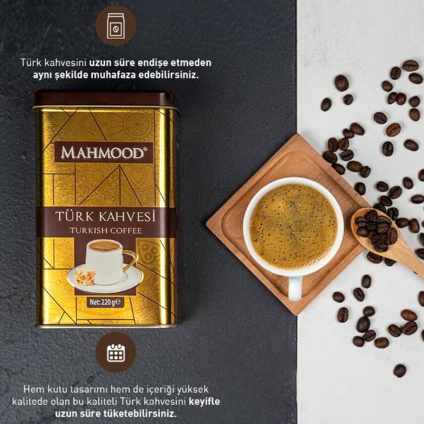 Mahmood Orta Kavrulmuş Türk Kahvesi Metal Kutu 220 G - 4