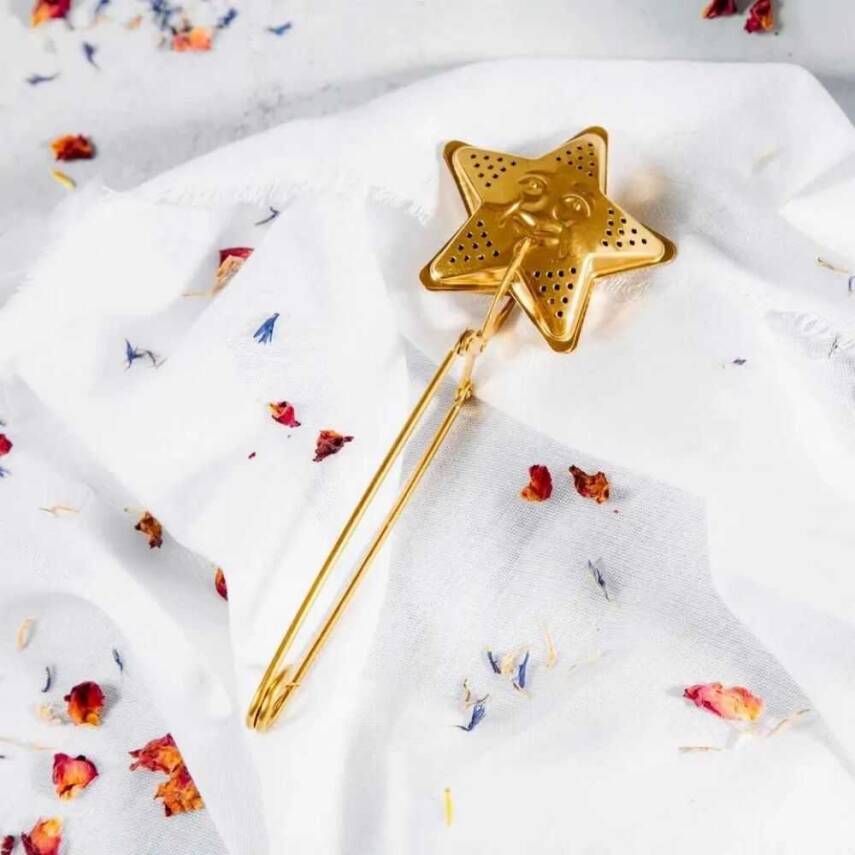 Yıldız Tasarımlı Gold Paslanmaz Çelik Çay Süzgeci - 4